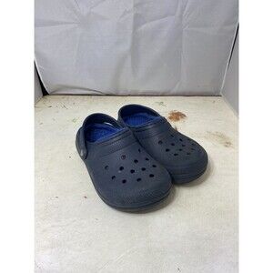 Crocs Classic Fleece Lined Big Kid/Youth 12, Navy Blue Clog